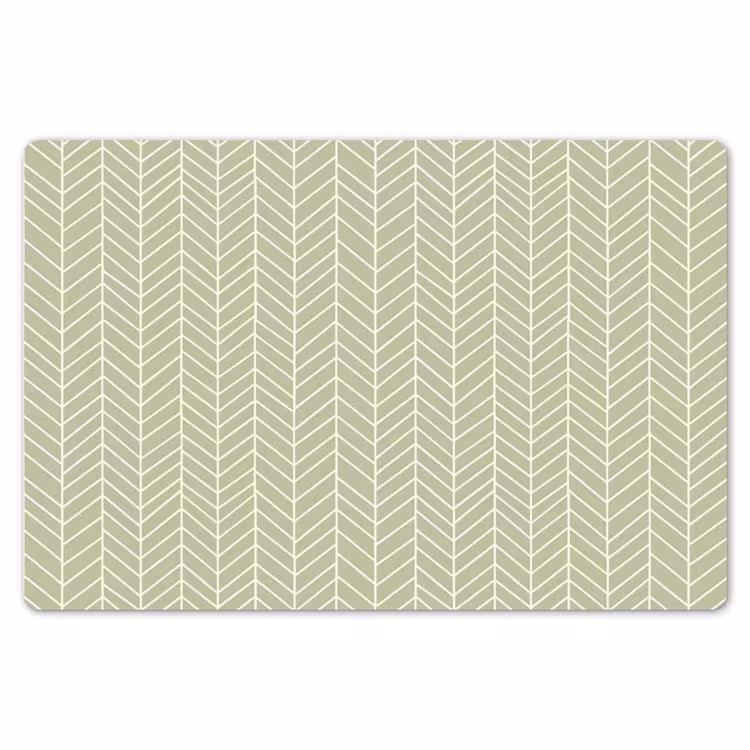 Placemat - 6 stuks - Saliegroen - Visgraat - Geometrisch - Patroon — 7