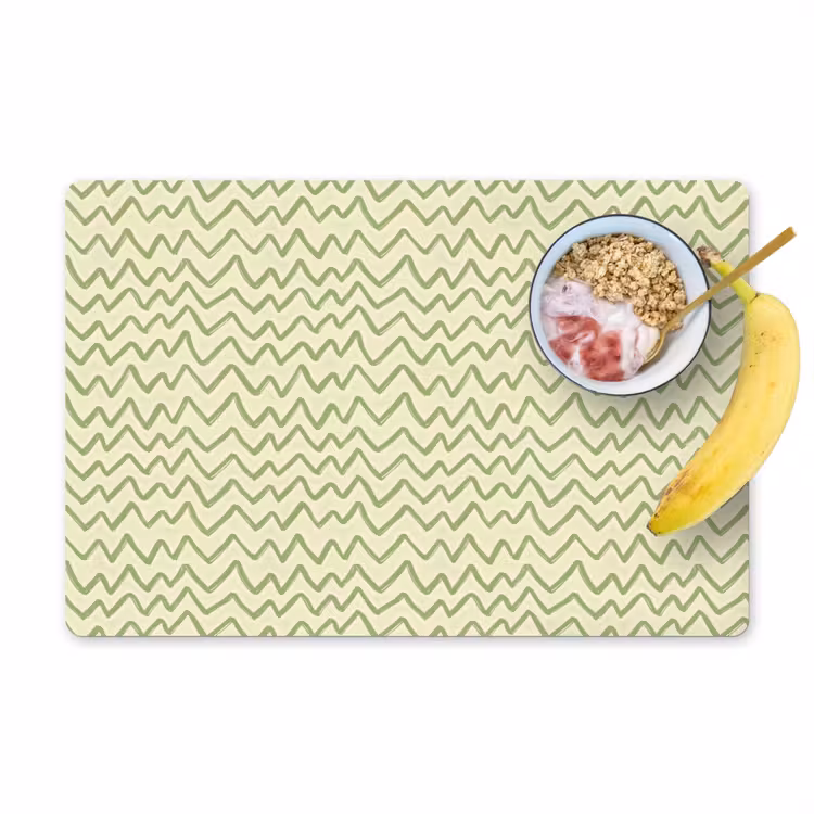 Placemat - 6 stuks - Saliegroen - Zigzag - Handgetekend - Patroon — 1