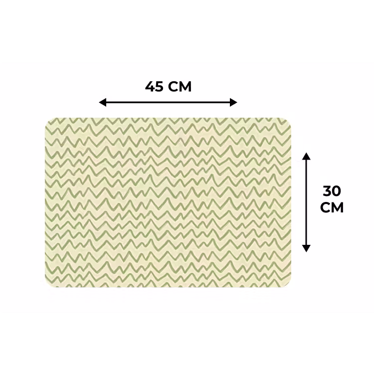Placemat - 6 stuks - Saliegroen - Zigzag - Handgetekend - Patroon — 3