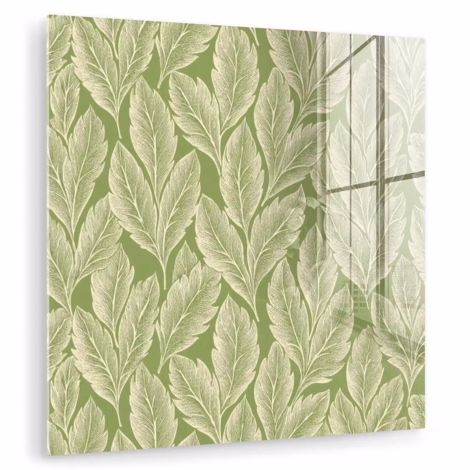 Glas schilderij - Groen - Botanisch - Bladeren - Vintage - Patroon — 1