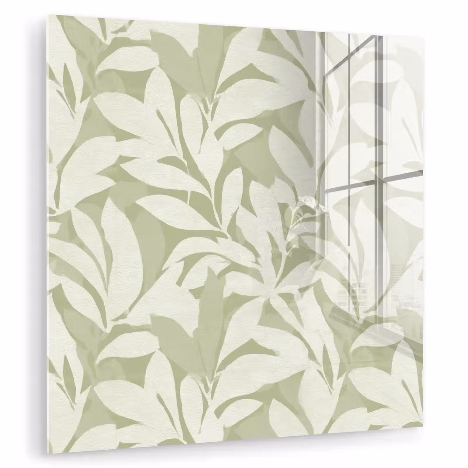 Glas schilderij - Saliegroen - Botanisch - Minimalistisch - Patroon — 1