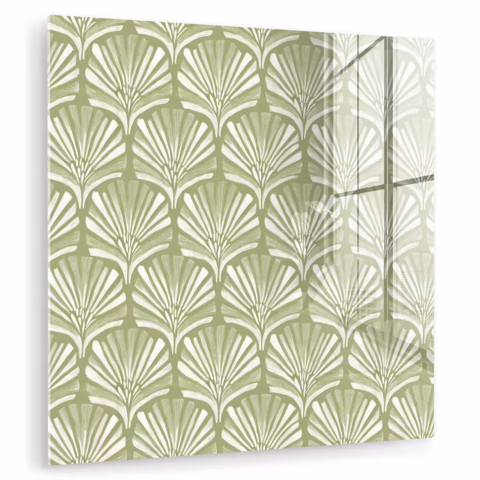 Glas schilderij - Saliegroen - Ginkgo Biloba - Waaier - Patroon — 1