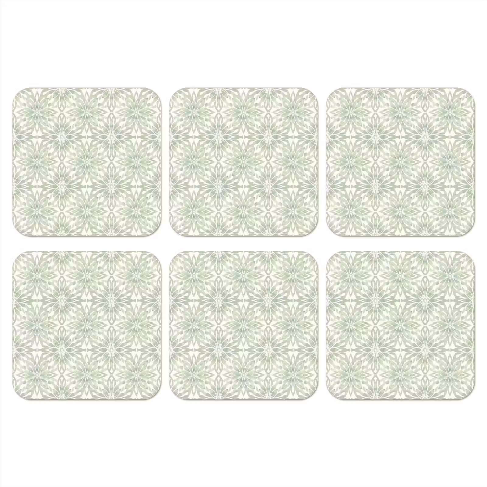 Onderzetter - Saliegroen - Symmetrisch - Mandala - Ornament - Patroon — 1
