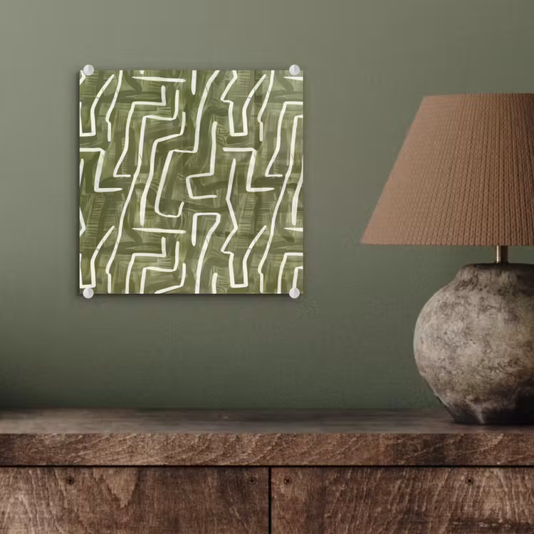 Glas schilderij - Groen - Abstract - Penseelstreken - Patroon — 4