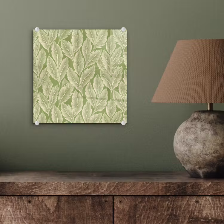 Glas schilderij - Groen - Botanisch - Bladeren - Vintage - Patroon — 4