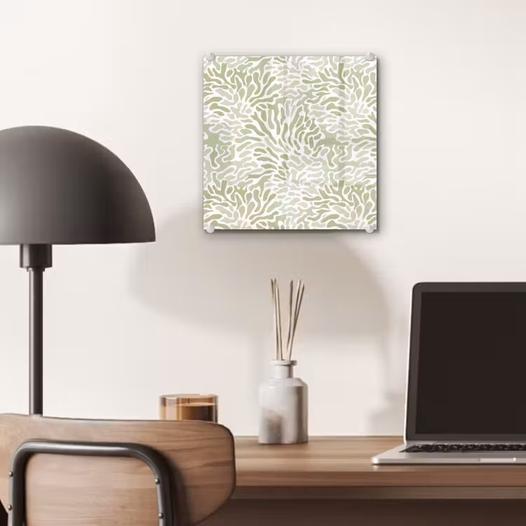 Glas schilderij - Saliegroen - Abstract - Organisch - Koraal - Patroon — 7