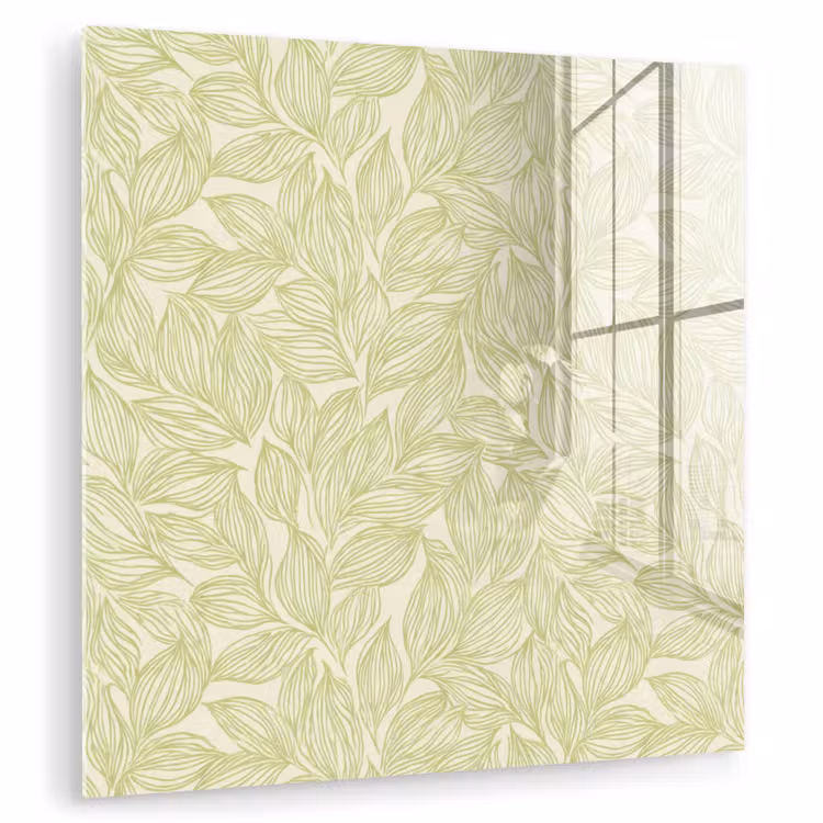Glas schilderij - Saliegroen - Botanisch - Bladeren - Handgetekend - Patroon — 1