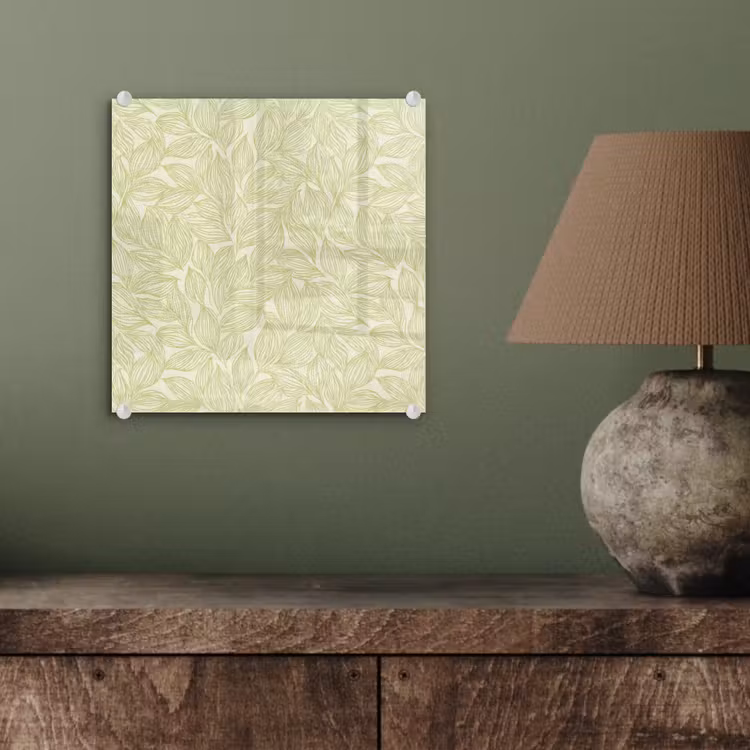 Glas schilderij - Saliegroen - Botanisch - Bladeren - Handgetekend - Patroon — 4