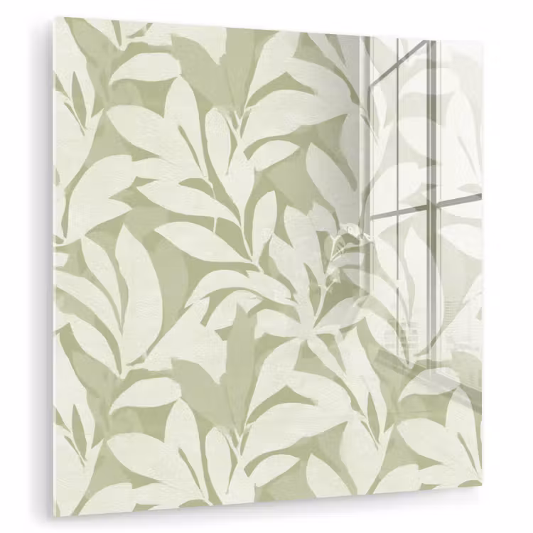 Glas schilderij - Saliegroen - Botanisch - Minimalistisch - Patroon — 1