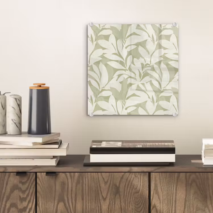 Glas schilderij - Saliegroen - Botanisch - Minimalistisch - Patroon — 2