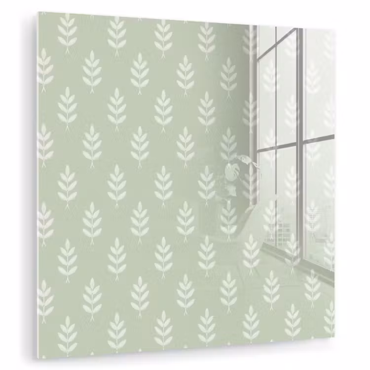 Glas schilderij - Saliegroen - Botanisch - Takjes - Minimalistisch - Patroon — 1