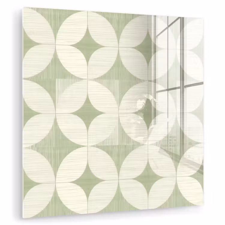 Glas schilderij - Saliegroen - Geometrisch - Retro - Mid-Century - Patroon — 1