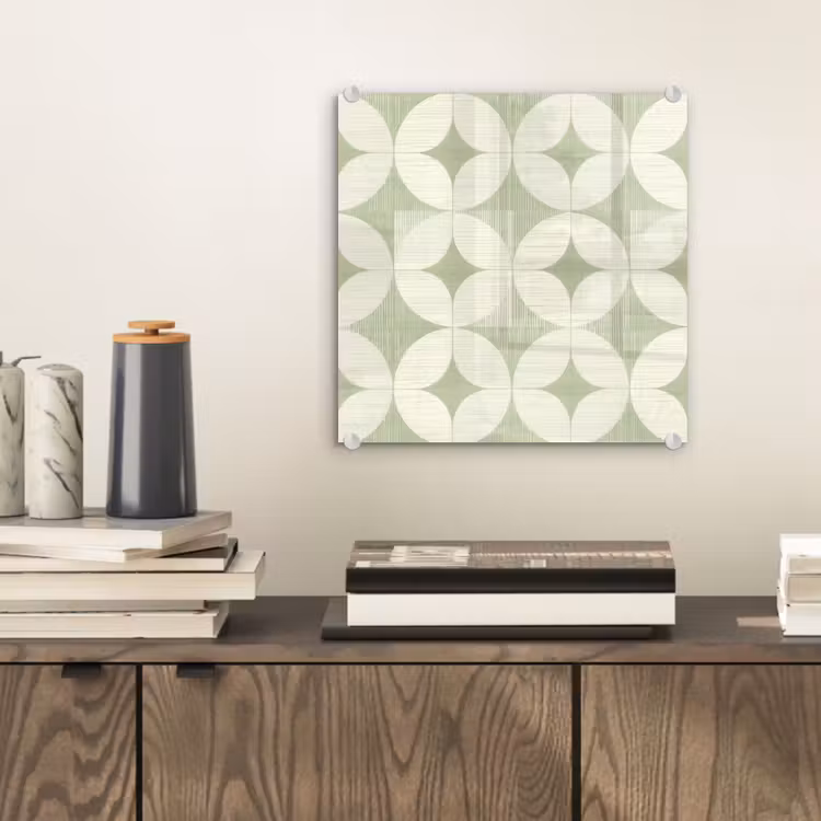 Glas schilderij - Saliegroen - Geometrisch - Retro - Mid-Century - Patroon — 2