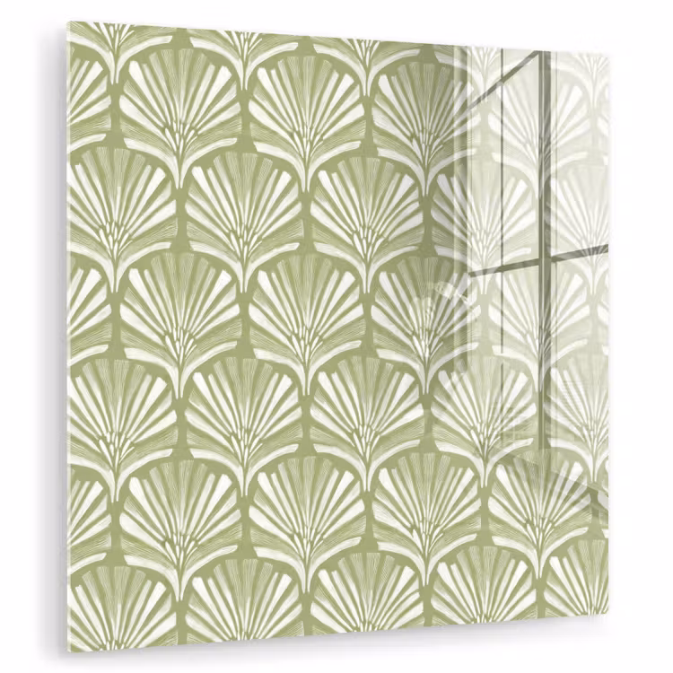 Glas schilderij - Saliegroen - Ginkgo Biloba - Waaier - Patroon — 1