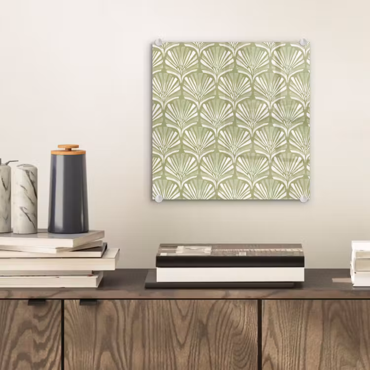 Glas schilderij - Saliegroen - Ginkgo Biloba - Waaier - Patroon — 2