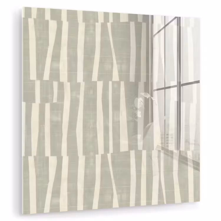 Glas schilderij - Saliegroen - Strepen - Geometrisch - Textuur - Patroon — 1