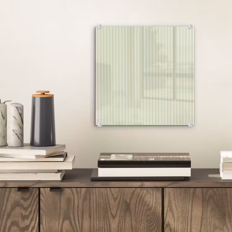 Glas schilderij - Saliegroen - Strepen - Minimalistisch - Patroon — 2