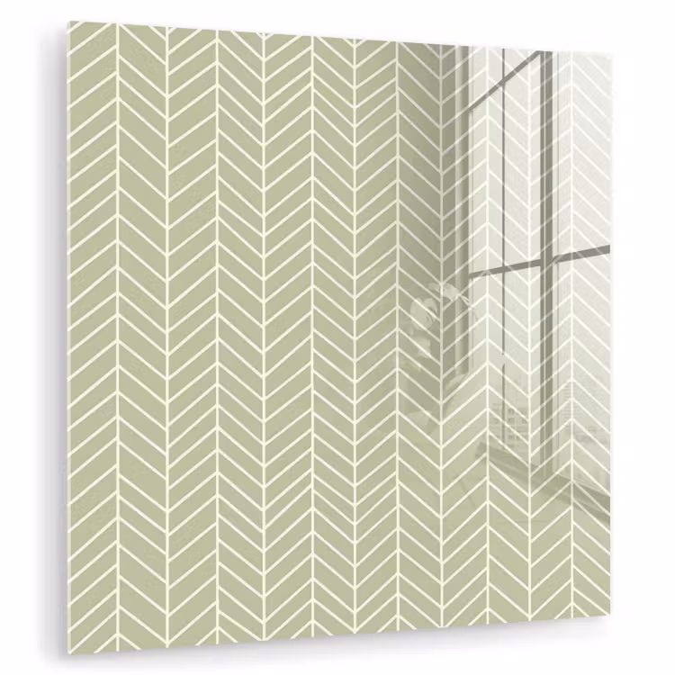 Glas schilderij - Saliegroen - Visgraat - Geometrisch - Patroon — 1