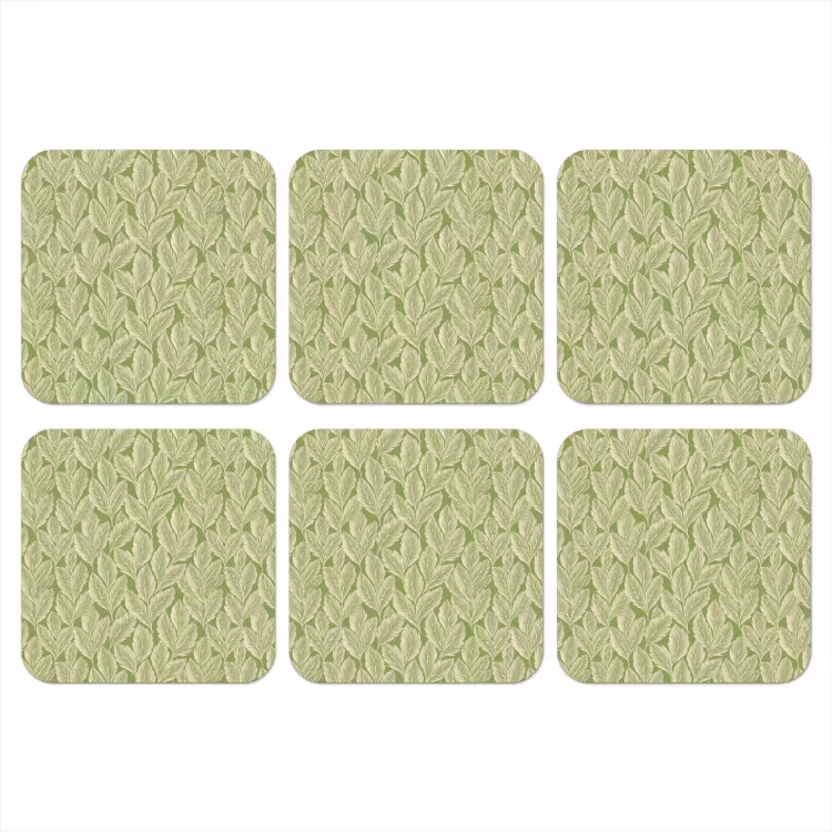 Onderzetter - Groen - Botanisch - Bladeren - Vintage - Patroon — 1