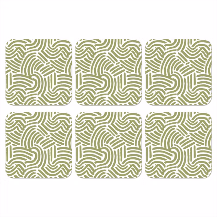 Onderzetter - Saliegroen - Abstract - Bogen - Handgetekend - Patroon — 1