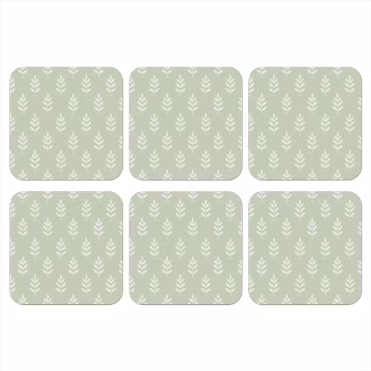 Onderzetter - Saliegroen - Botanisch - Takjes - Minimalistisch - Patroon — 1