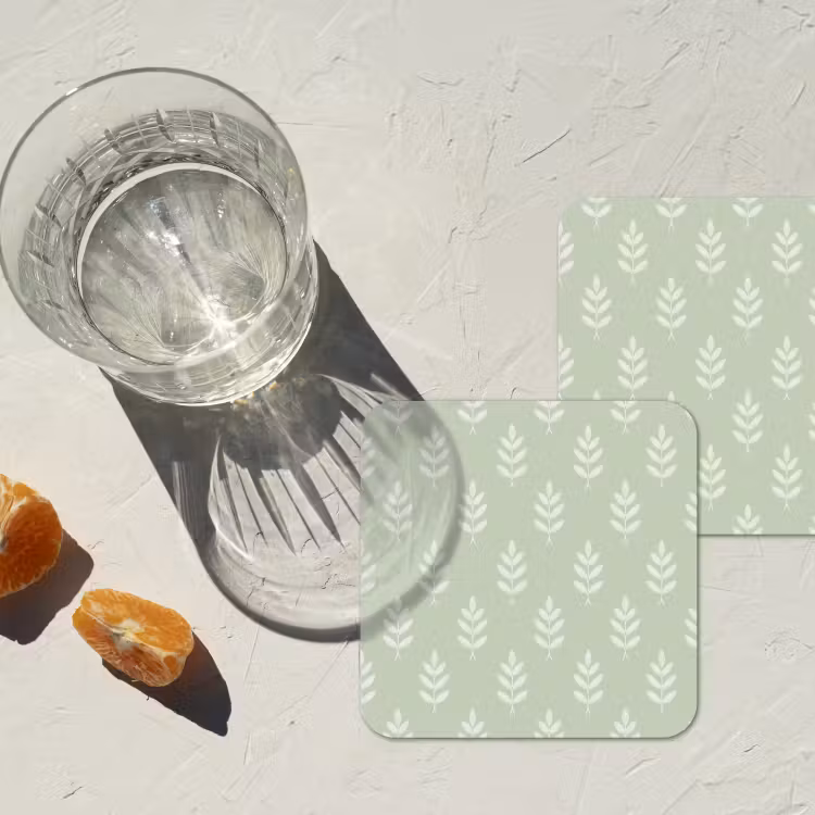Onderzetter - Saliegroen - Botanisch - Takjes - Minimalistisch - Patroon — 2