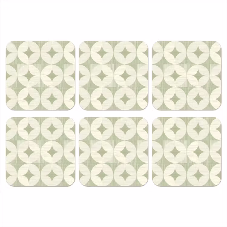 Onderzetter - Saliegroen - Geometrisch - Retro - Mid-Century - Patroon — 1