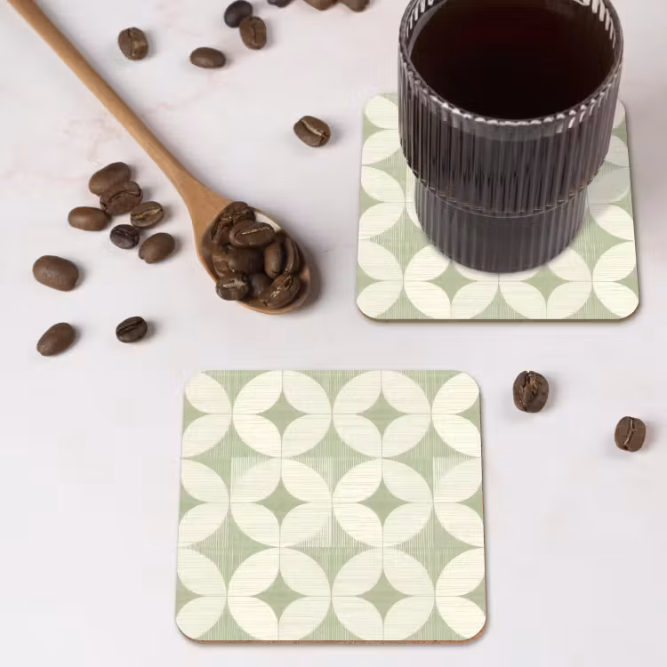 Onderzetter - Saliegroen - Geometrisch - Retro - Mid-Century - Patroon — 4