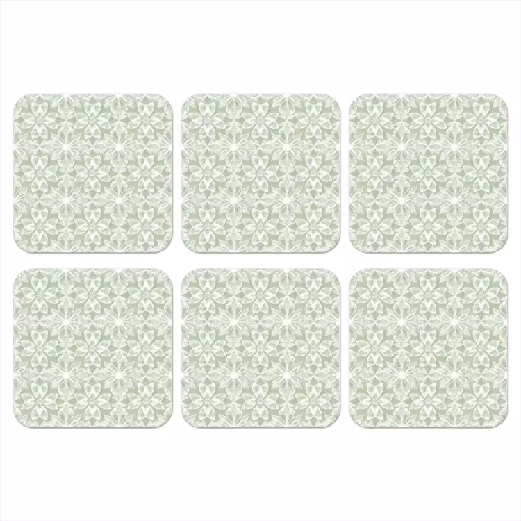 Onderzetter - Saliegroen - Symmetrisch - Mandala - Ornament - Patroon — 1