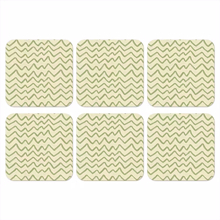 Onderzetter - Saliegroen - Zigzag - Handgetekend - Patroon — 1