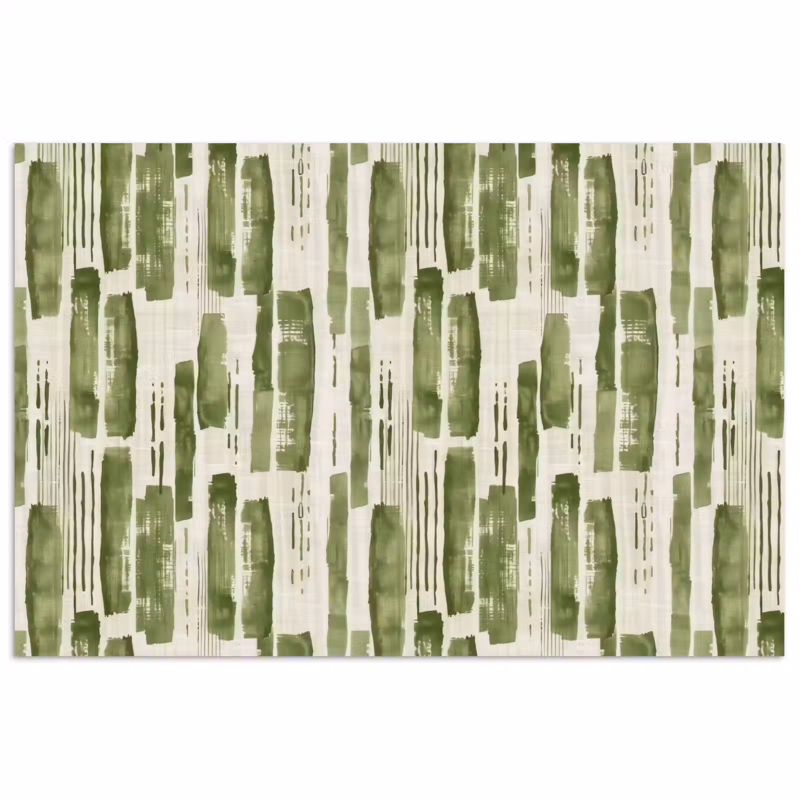 Poster - Groen - Abstract - Penseelstreken - Linnen - Patroon — 1
