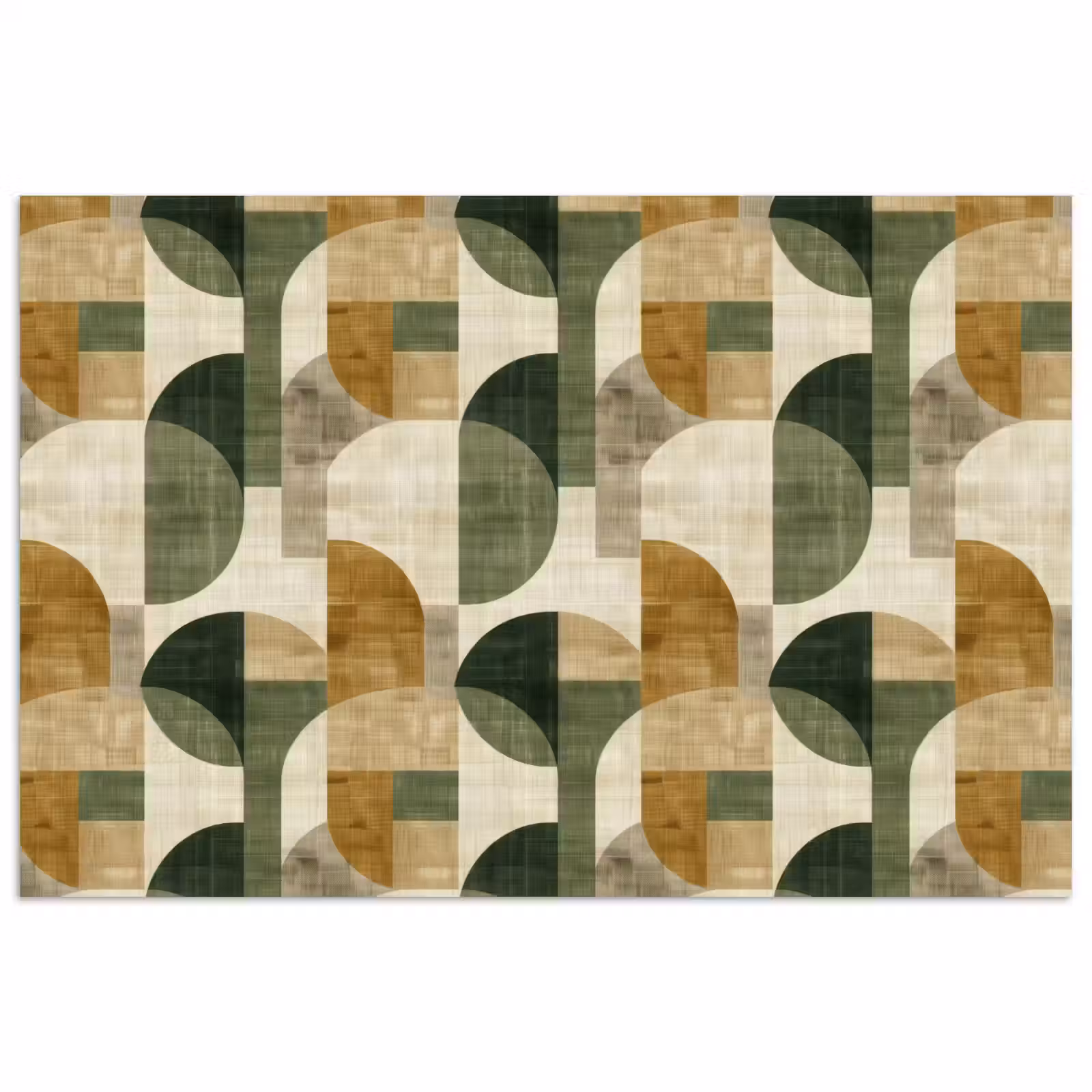 Poster - Olijfgroen - Geometrisch - Abstract - Mid-Century - Linnen - Patroon — 1