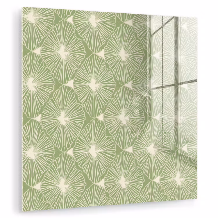 Glas schilderij - Saliegroen - Botanisch - Ruiten - Organisch - Patroon — 1