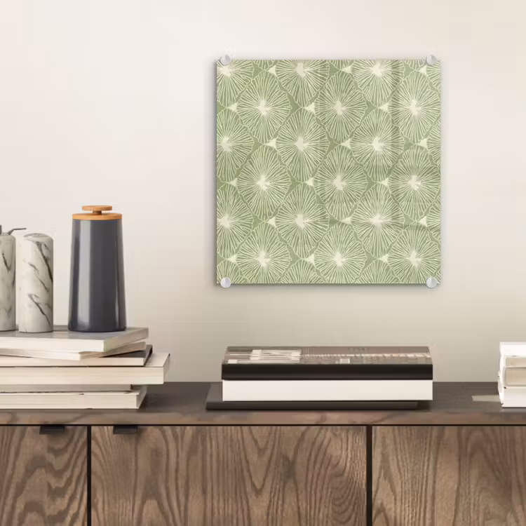 Glas schilderij - Saliegroen - Botanisch - Ruiten - Organisch - Patroon — 2