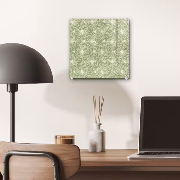 Glas schilderij - Saliegroen - Botanisch - Ruiten - Organisch - Patroon — 7