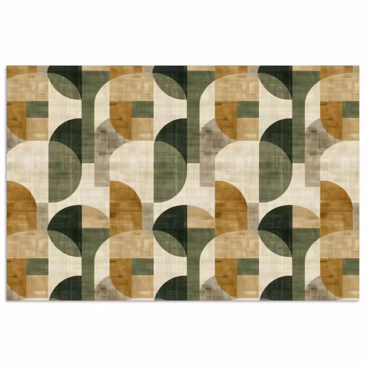 Poster - Olijfgroen - Geometrisch - Abstract - Mid-Century - Linnen - Patroon — 1