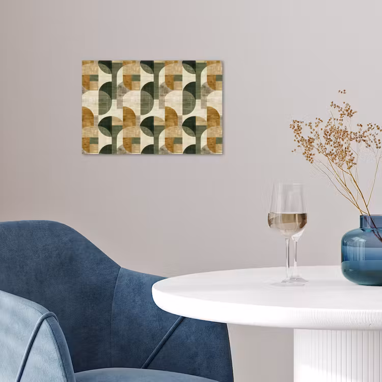 Poster - Olijfgroen - Geometrisch - Abstract - Mid-Century - Linnen - Patroon — 4