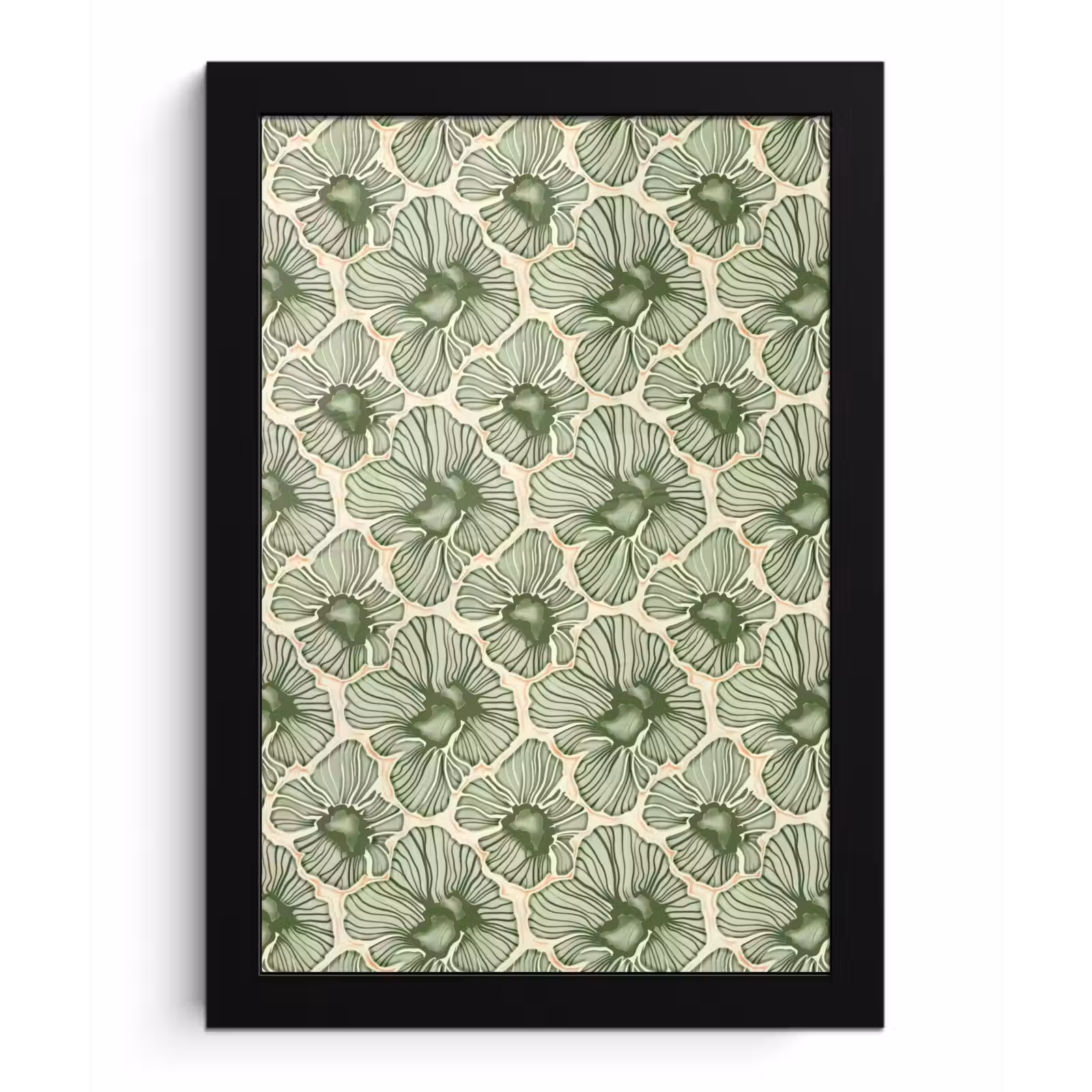 Poster met lijst - Groen - Botanisch - Bloemen - Organisch - Patroon — 1