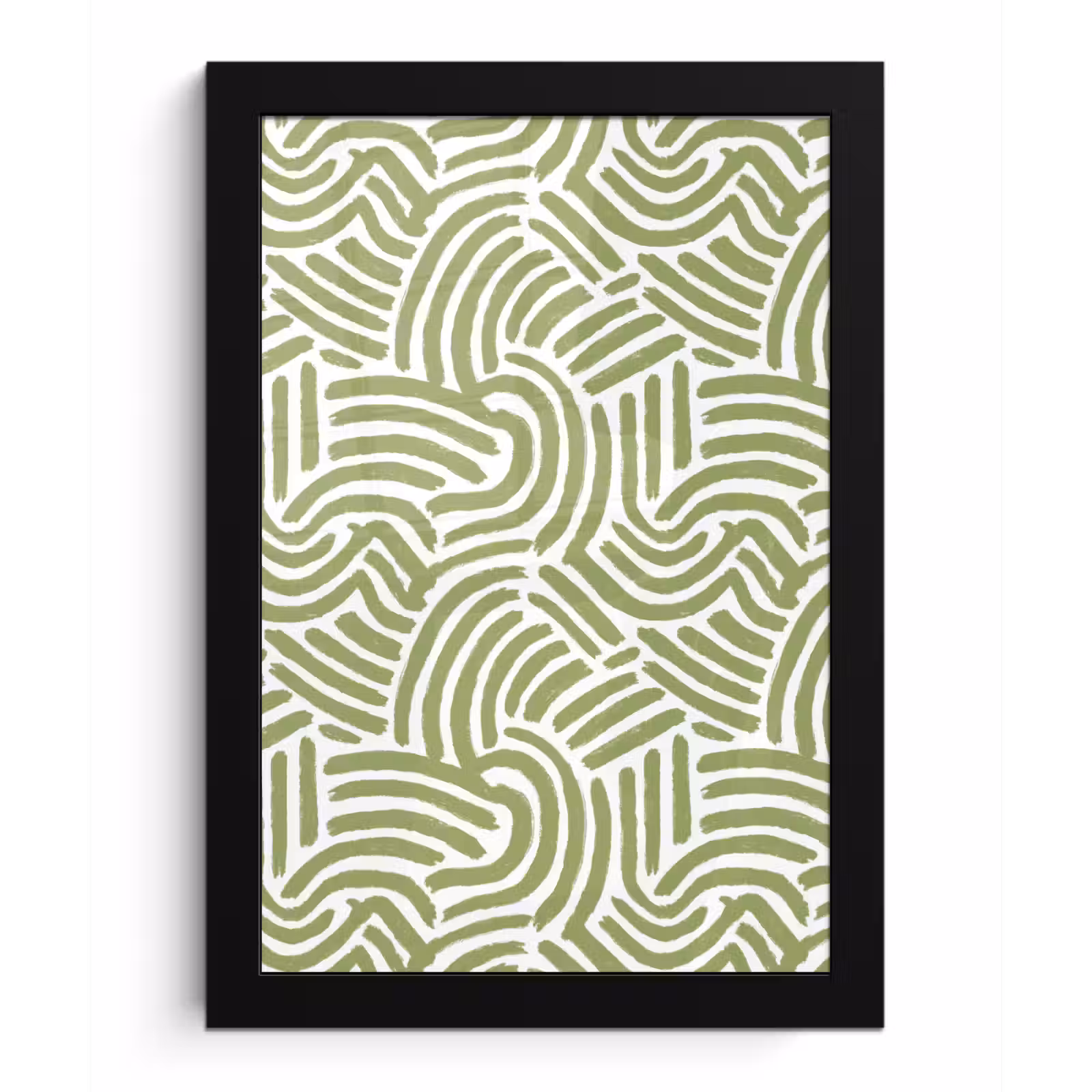 Poster met lijst - Saliegroen - Abstract - Bogen - Handgetekend - Patroon — 1