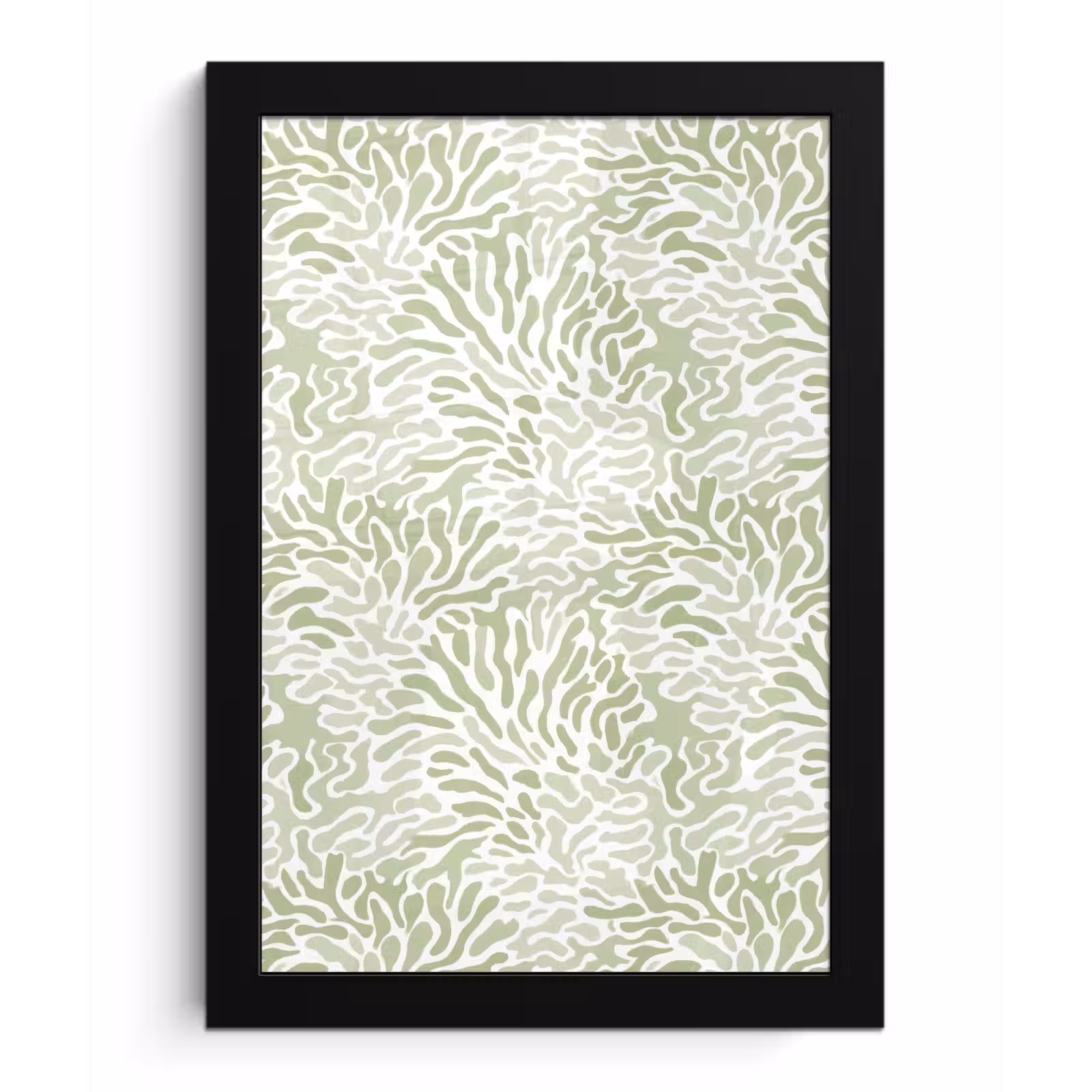 Poster met lijst - Saliegroen - Abstract - Organisch - Koraal - Patroon — 1