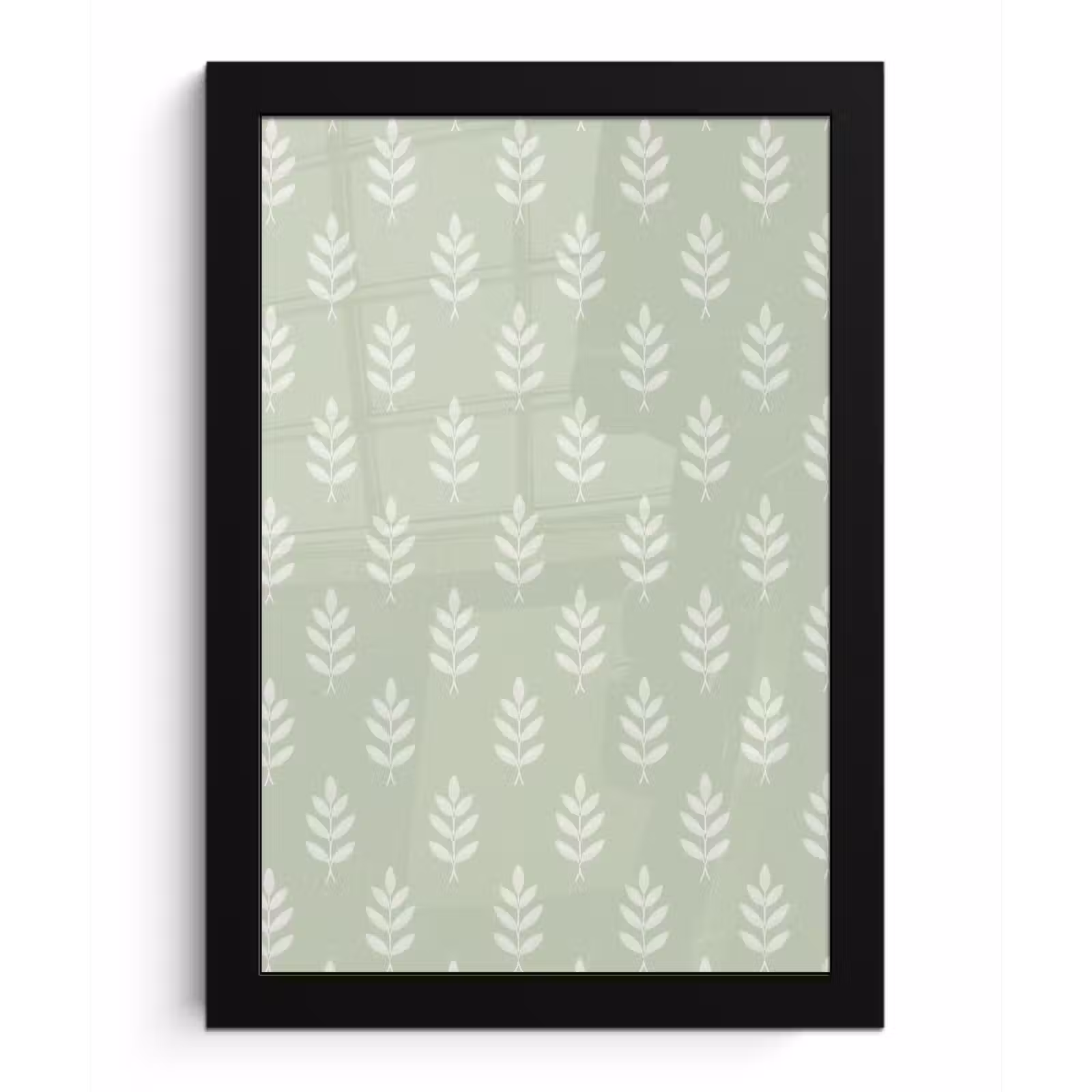 Poster met lijst - Saliegroen - Botanisch - Takjes - Minimalistisch - Patroon — 1