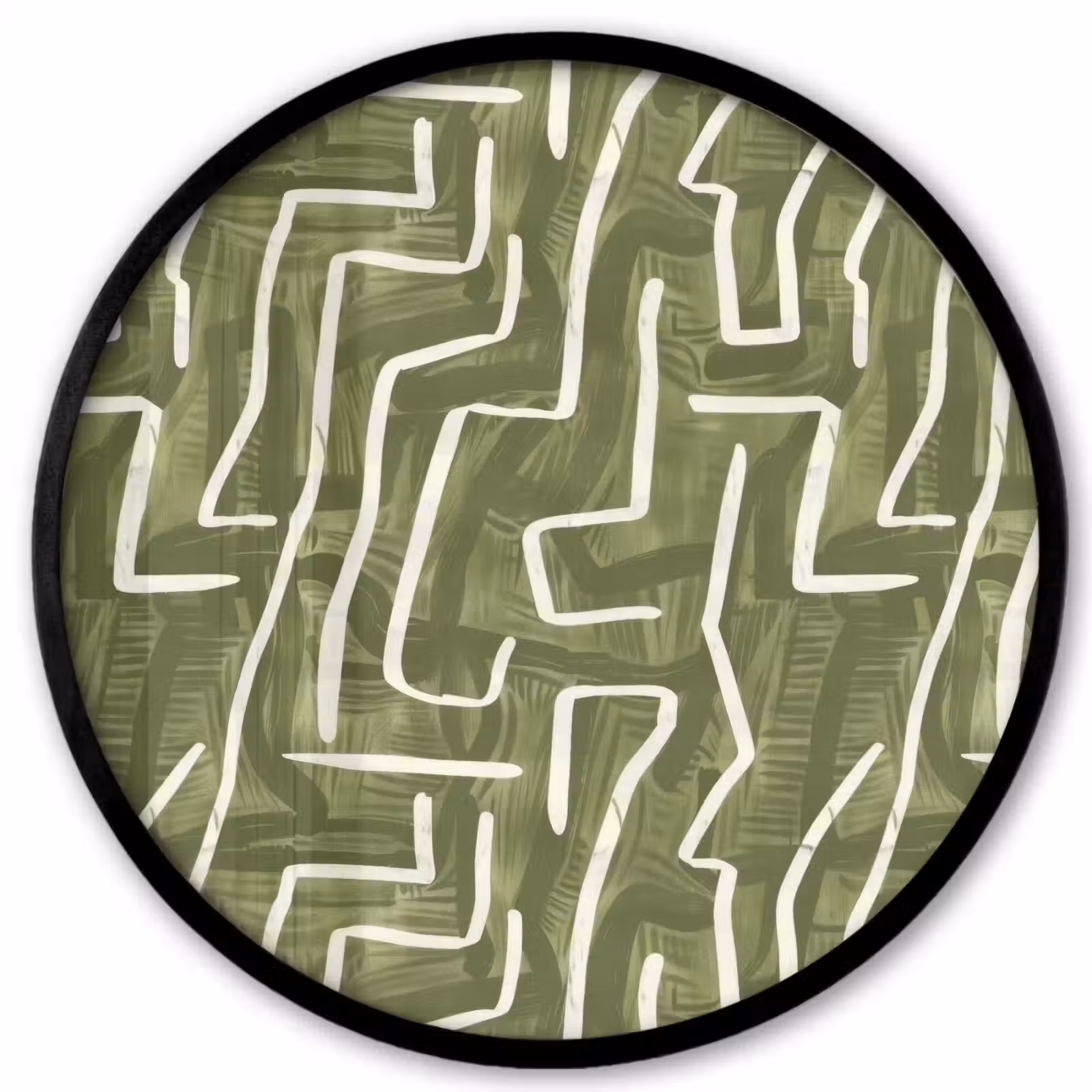 Ronde fotolijst - Groen - Abstract - Penseelstreken - Patroon — 1
