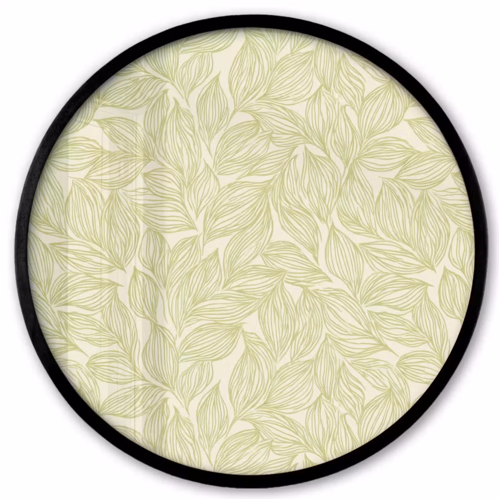 Ronde fotolijst - Saliegroen - Botanisch - Bladeren - Handgetekend - Patroon — 1