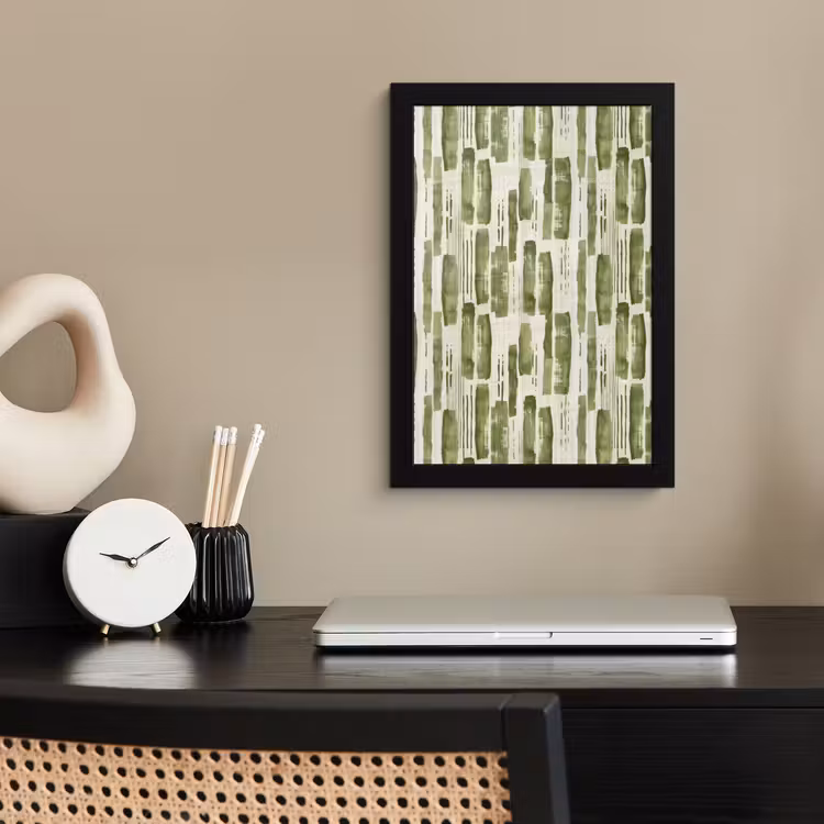 Poster met lijst - Groen - Abstract - Penseelstreken - Linnen - Patroon — 3