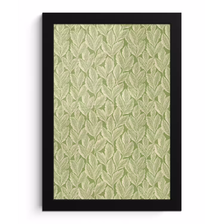 Poster met lijst - Groen - Botanisch - Bladeren - Vintage - Patroon — 1