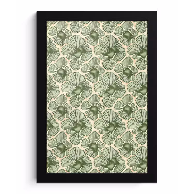 Poster met lijst - Groen - Botanisch - Bloemen - Organisch - Patroon — 1
