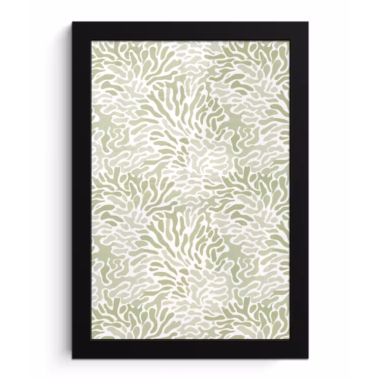 Poster met lijst - Saliegroen - Abstract - Organisch - Koraal - Patroon — 1
