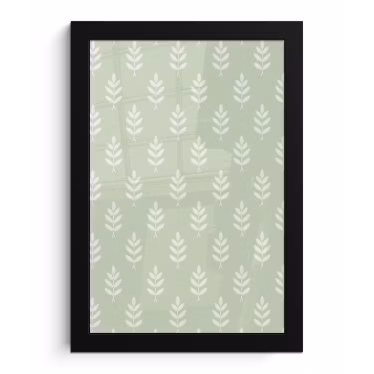 Poster met lijst - Saliegroen - Botanisch - Takjes - Minimalistisch - Patroon — 1
