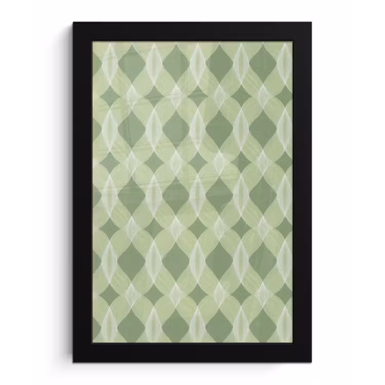 Poster met lijst - Saliegroen - Geometrisch - Organisch - Traliewerk - Patroon — 1