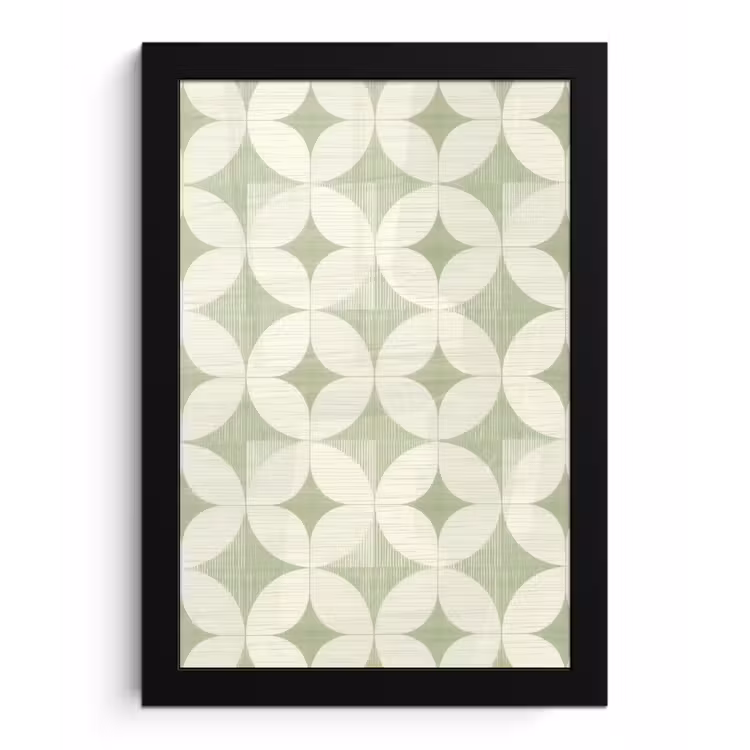 Poster met lijst - Saliegroen - Geometrisch - Retro - Mid-Century - Patroon — 1